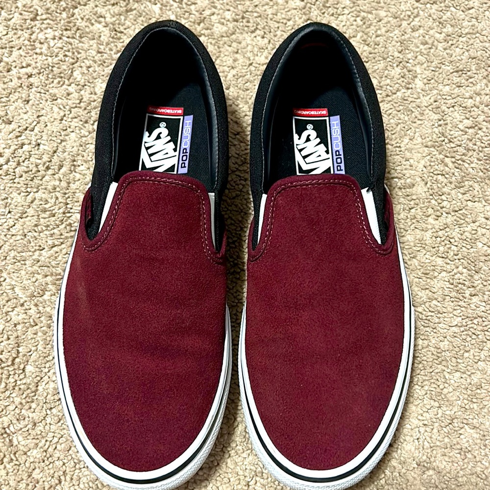 Vans Burgundy Skate Slip ons